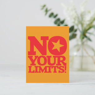 No Your Limits!  Red Text Orange BG Vertical Postcard