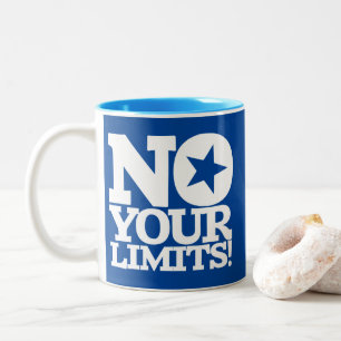 No Your Limits! White Text Blue BG Two-Tone Coffee Mug