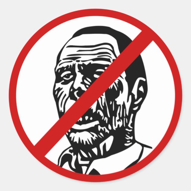 No zombies classic round sticker (Front)