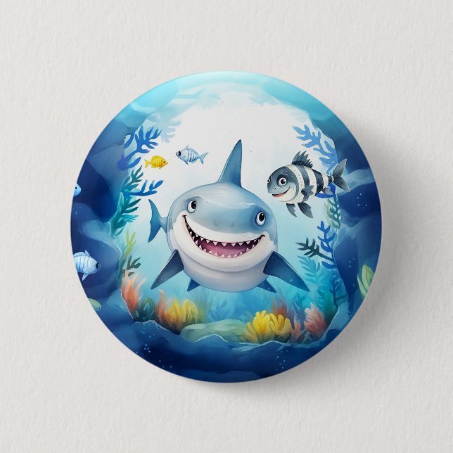 Noa the Shark and Casper, Her Best Fish Friend 6 Cm Round Badge (Front)