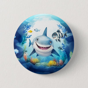 Noa the Shark and Casper, Her Best Fish Friend 6 Cm Round Badge