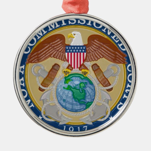 NOAA Commissioned Corps seal Metal Tree Decoration (Front)