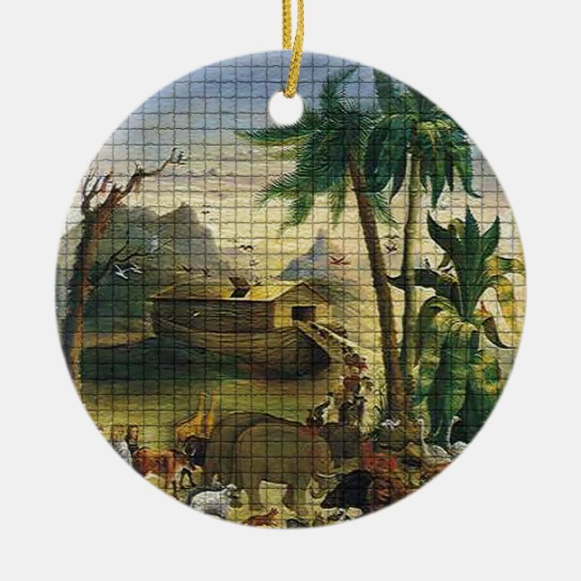 Noah and the Ark Ceramic Ornament (Front)