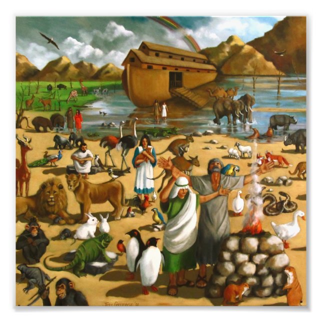 Noah and The Ark: Large Painting, Bible Story Photo Print (Front)