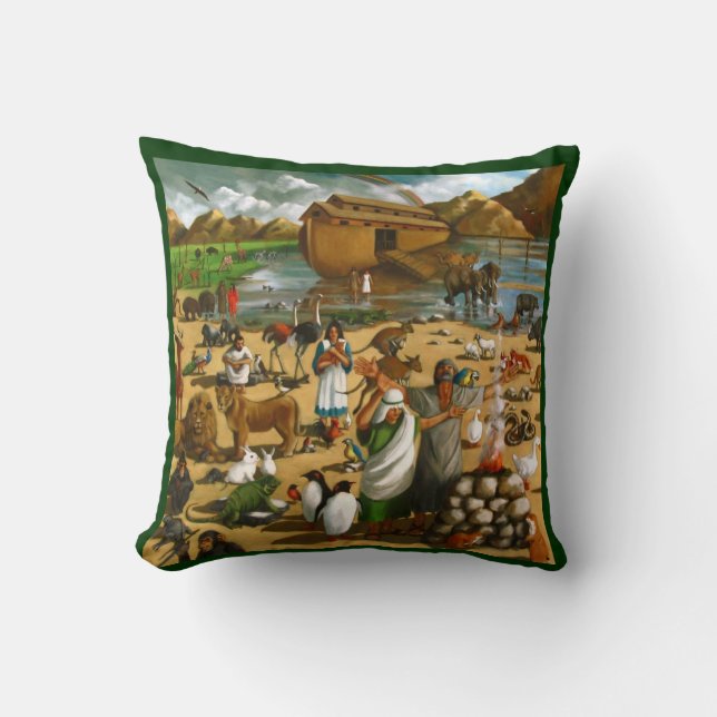 Noah and The Ark: Original Painting: Bible Cushion (Front)