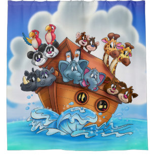 Noah Ark cartoon shower curtain