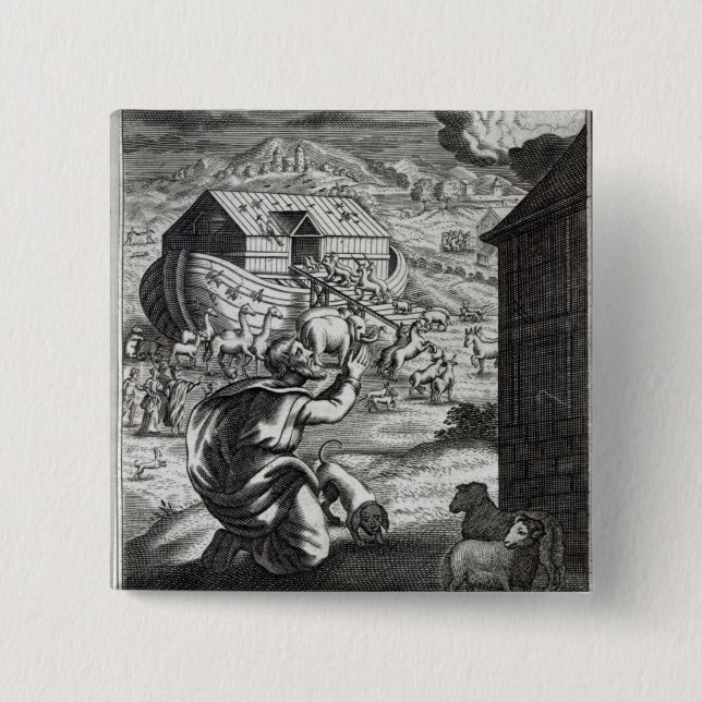 Noah entreth the Ark 15 Cm Square Badge (Front)