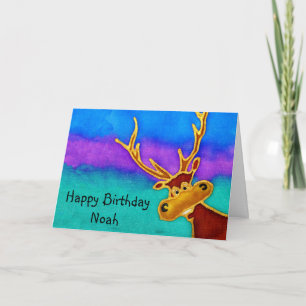 Noah, Happy Birthday silly stag card