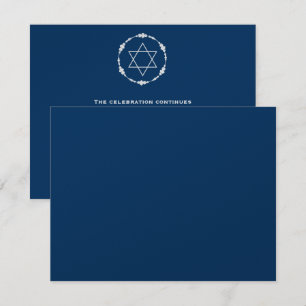Noah Jack Bar Mitzvah Reception Navy Blue METALLIC Invitation