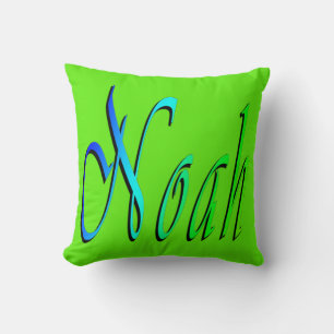 Noah, Name, Logo, Lime Green Throw Cushion