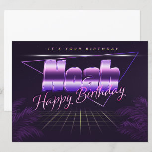 Noah Name Vorname lila retro Karte Geburtstag Card