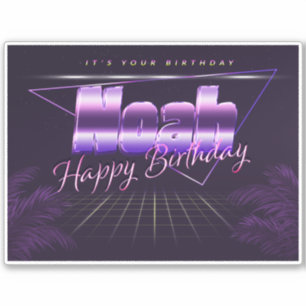 Noah Name Vorname lila retro Sticker Geburtstag