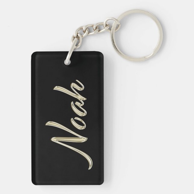 Noah Name whitegold key trailer Key Ring (Back)