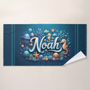 Noah Personalised Ocean Jellyfish Underwater Bath Towel