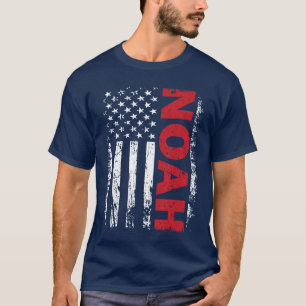 Noah Personalized Name with US American Flag Patri T-Shirt