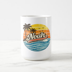 Noah Retro Sunset Name Design Coffee Mug