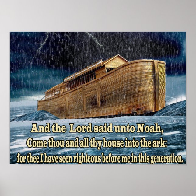 Noah"s ark Christian print posters with scripture (Front)