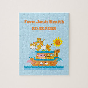 Noah’s Ark Name and birth date Personalized Jigsaw Puzzle