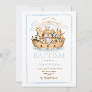 Noah’s Ark Watercolor Animals Baptism Christening Invitation