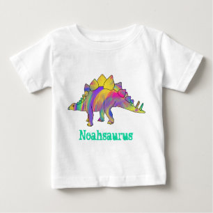 Noah saurus Colourful Stegosaurus Dinosaur Art Baby T-Shirt
