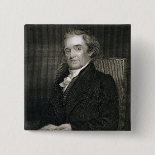 Noah Webster (1758-1843) engraved by Frederick W. 15 Cm Square Badge