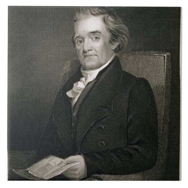 Noah Webster (1758-1843) engraved by Frederick W. Ceramic Tile (Front)