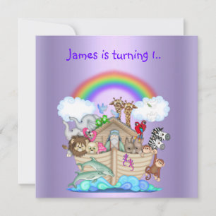 Noahs ark animal invitation PURPLE 2