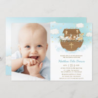 Noah's Ark Animals Boy Baptism Christening Photo
