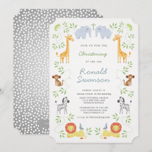 Noah's Ark Animals Christening Invitation
