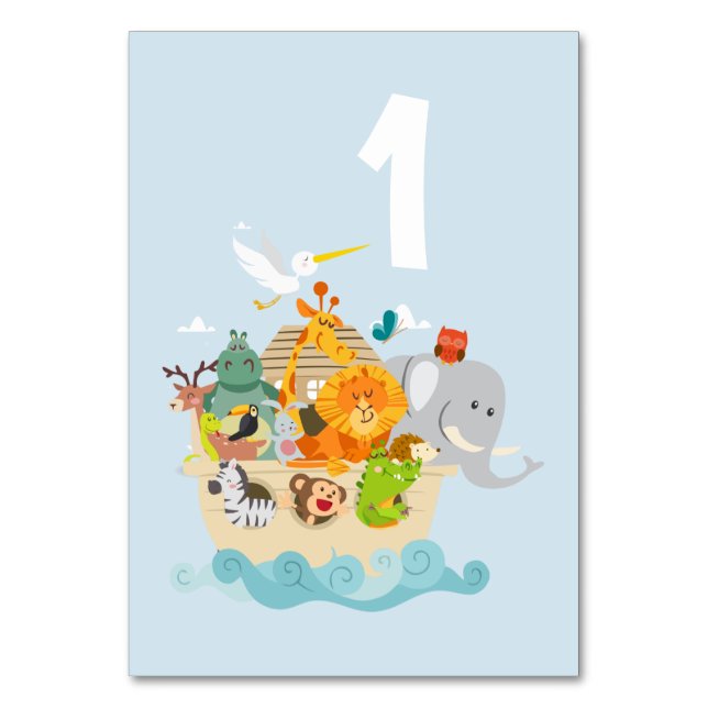 Noah's Ark - animals Table Number (Front)
