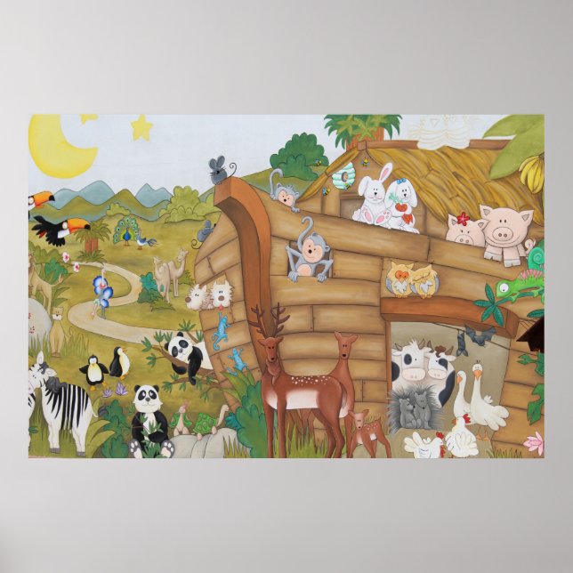 Noahs Ark Art Poster Mural for Baby Nursery (Front)
