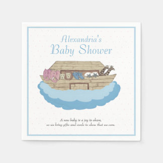 Noah's Ark Baby Boy Blue  Baby Shower Napkin