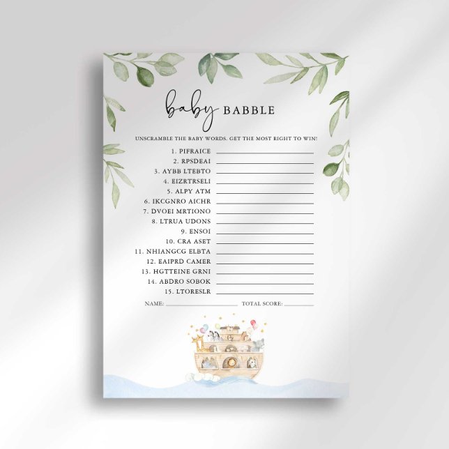 Noah's Ark Baby Shower Baby Babble Game Invitation (Creator Uploaded)