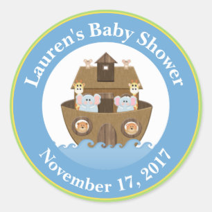 Noah's Ark Baby Shower Favour Stickers Baby Boy