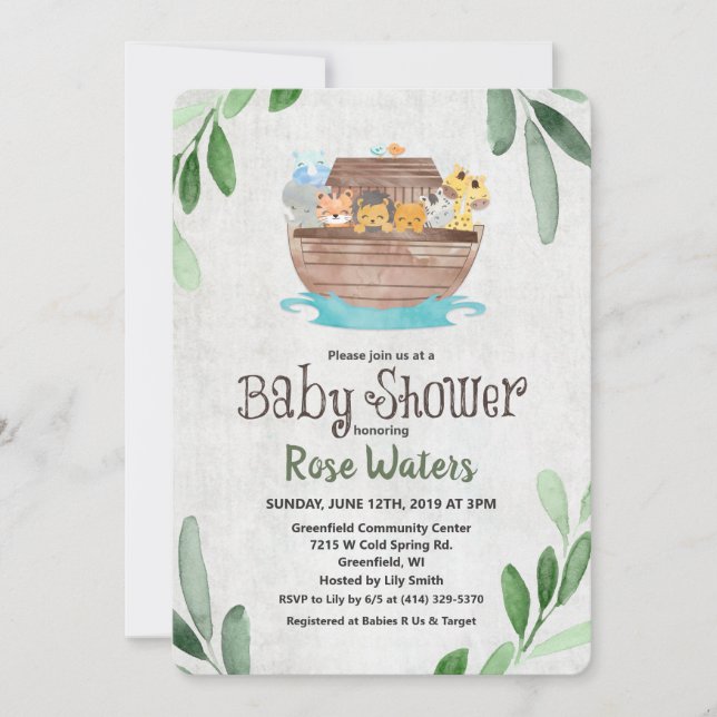 Noah's Ark Baby Shower Invitation (Front)