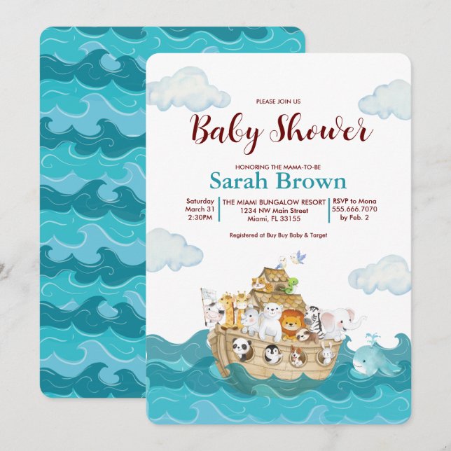 Noah's Ark Baby Shower invitation  (Front/Back)