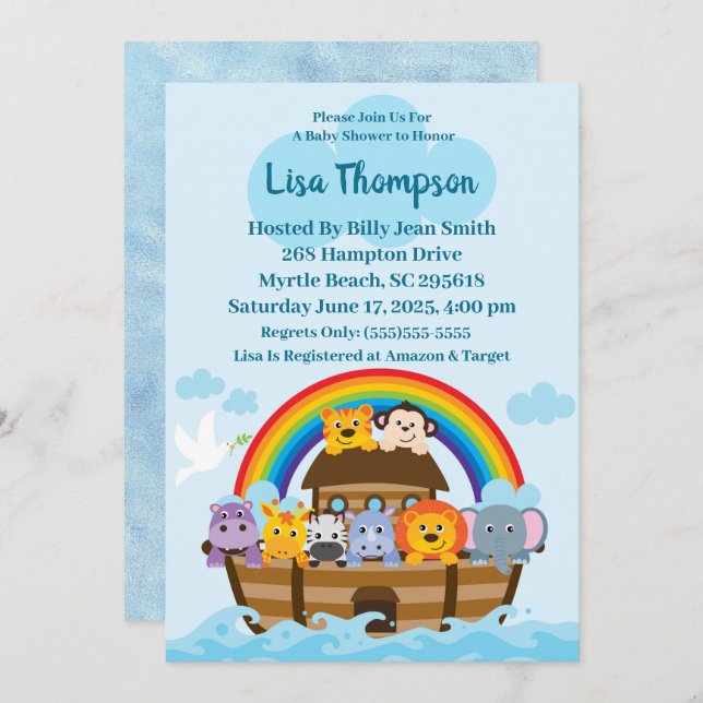 Noah's Ark Baby Shower Invitation (Front/Back)