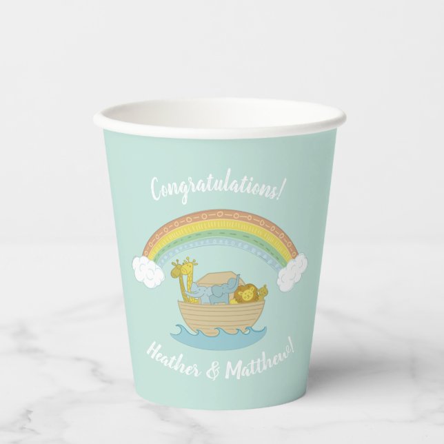 Noah's Ark Baby Shower Paper Cups (Front)