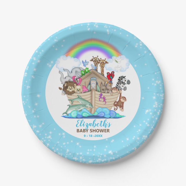 Noah's Ark Baby Shower Paper Plates (Front)