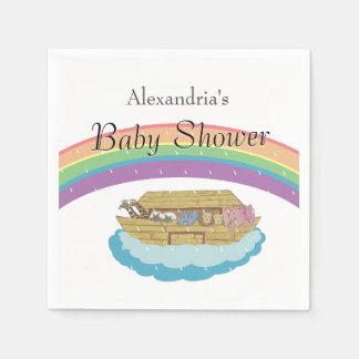 Noah's Ark Baby Shower Rainbow gender neutral Napkin
