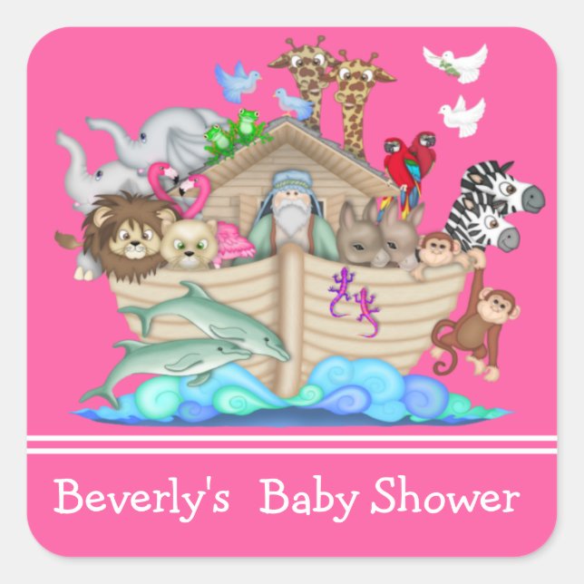 Noah's Ark Baby Shower Sticker (Front)