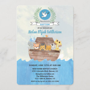 Noah's Ark Baptism Invitation