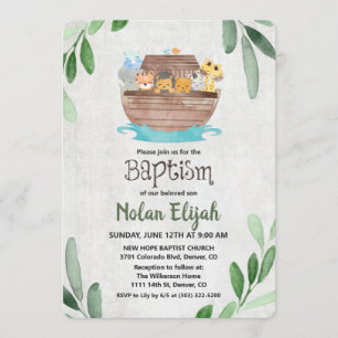 Noah's Ark Baptism Invitation
