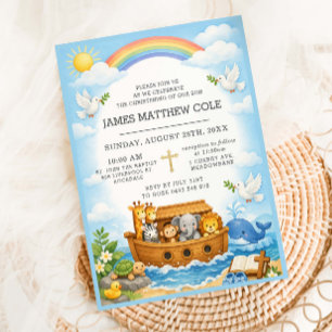 Noah's Ark Bible Story Baptism Christening  Invitation