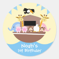 Noah's Ark Birthday Favor Sticker