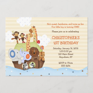 Noah's Ark Birthday Invitation (w/ optional photo)