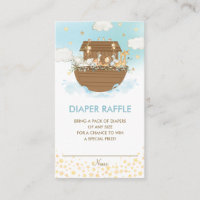 Noah's Ark Blue Baby Shower Diaper Raffle Ticket