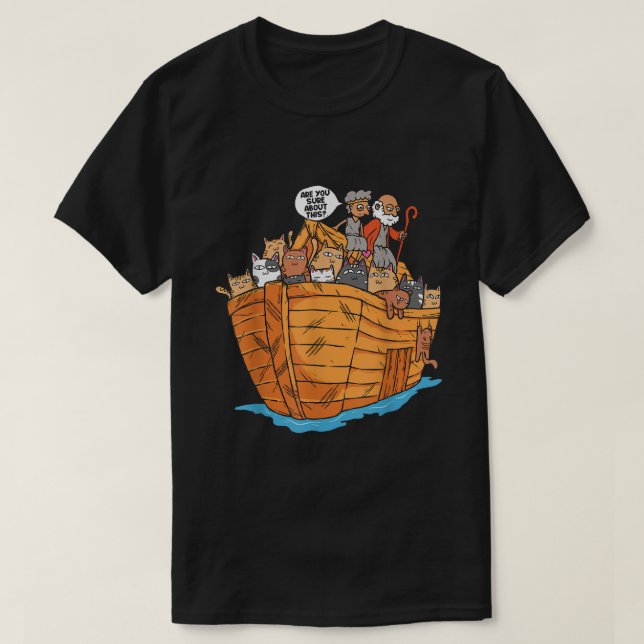 Noahs Ark Boat with Cats Religious Christian Cat L T-Shirt (Design Front)
