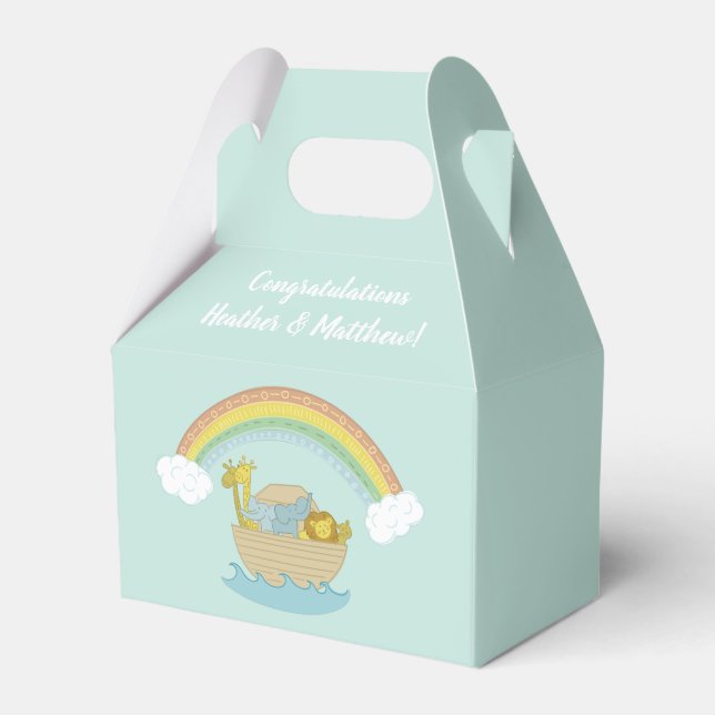 Noah's Ark Boho Baby Shower Favour Box (Front Side)