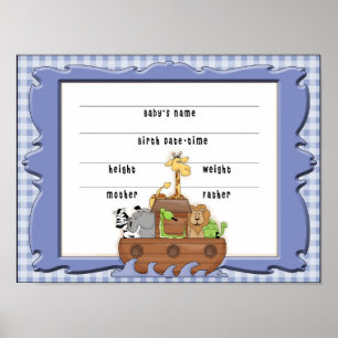 Noah's Ark Boy Birth Certificate Poster